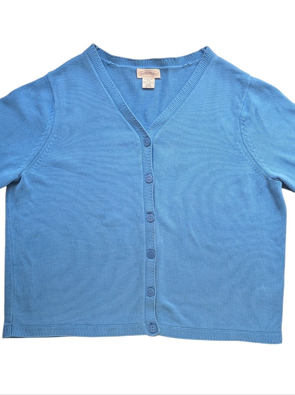 Vintage Cotton Northern Reflection Cornflower Blue Knit Cardigan - Picture 2 of 12